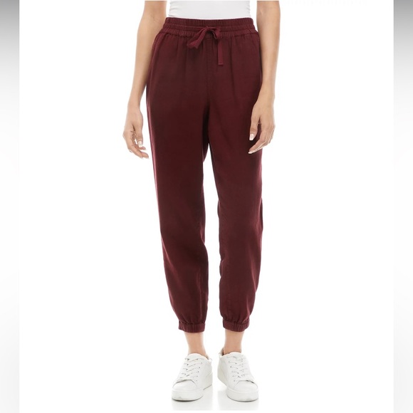 Wonderly Linen & Lyocell Joggers Plus Sz 2Xl in Burgundy - Picture 2 of 10
